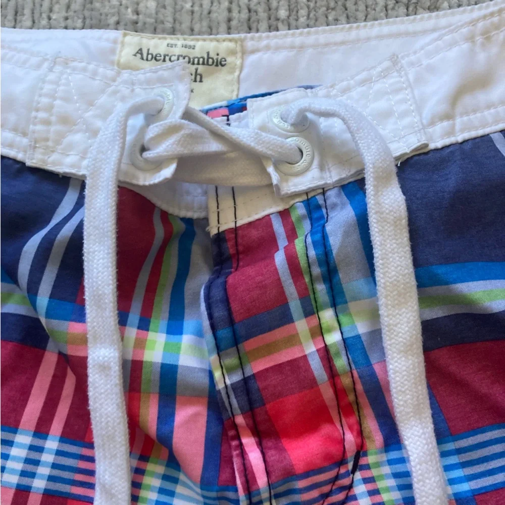 Abercrombie Fitch Plaid Board‎ Shorts Mens Medium Y2K Beach Surf Swim